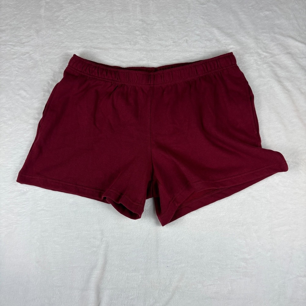 Universal Thread Shorts Womens Large Burgundy High Rise Pockets Elastic Waist‎